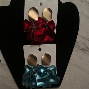 Red and Blue Statement Earrings
